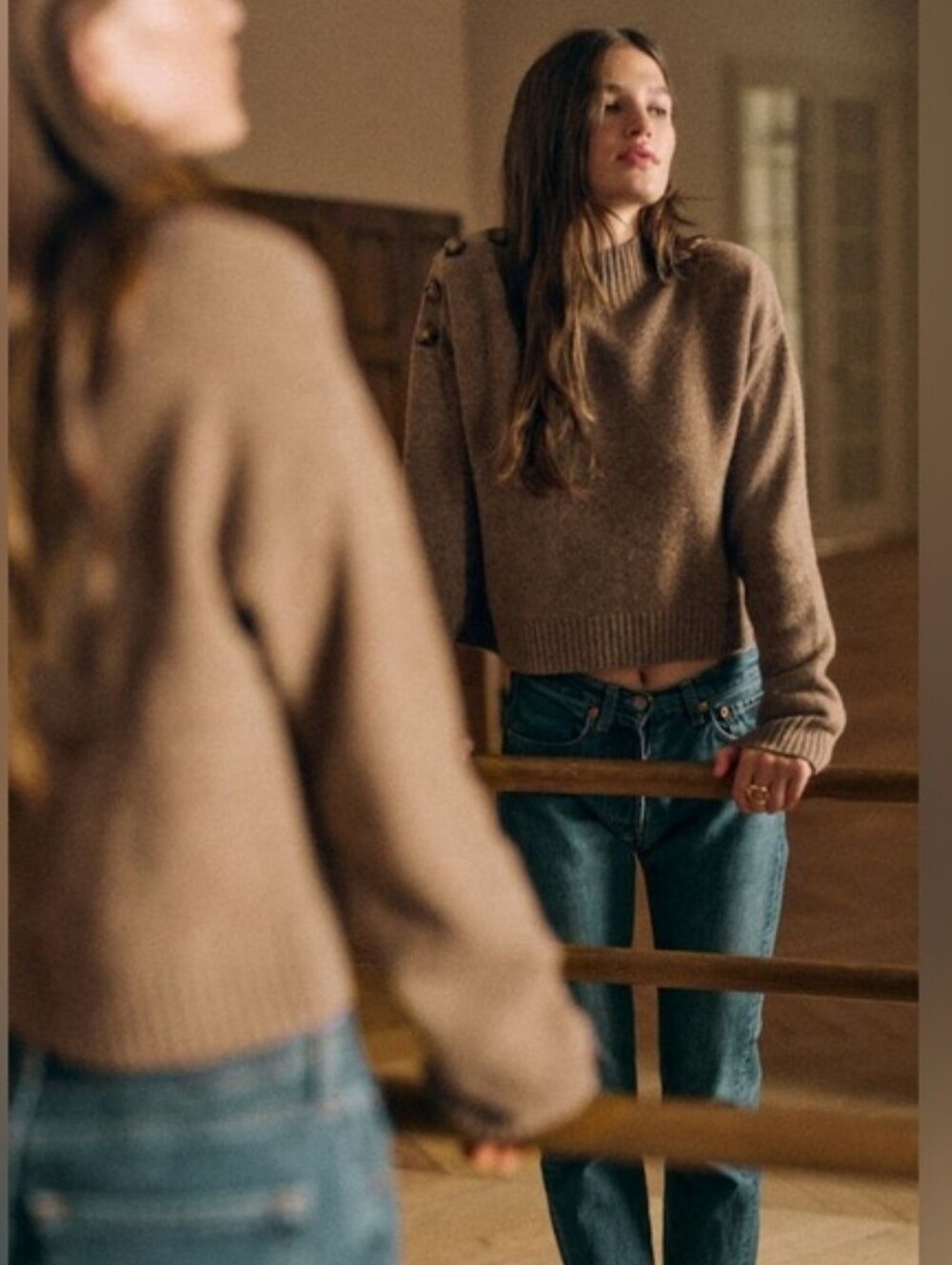 NWT! Sezane Elena 100% Yak Wool Jumper Sweater Taupe Brown Tan Size XS - Picture 4 of 11